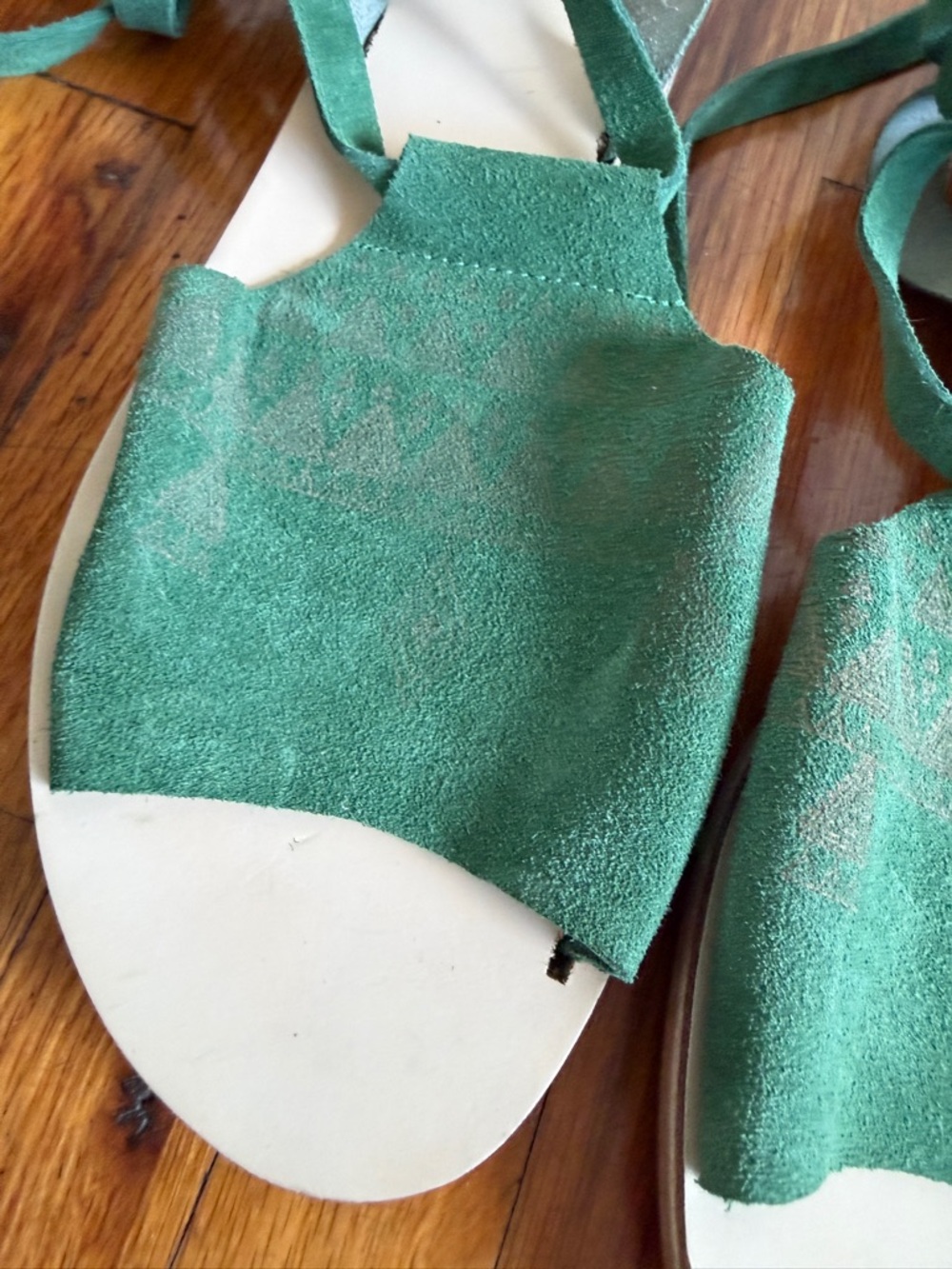 Anthropologie Green Suede Lace-Up Sandals - Picture 2 of 7